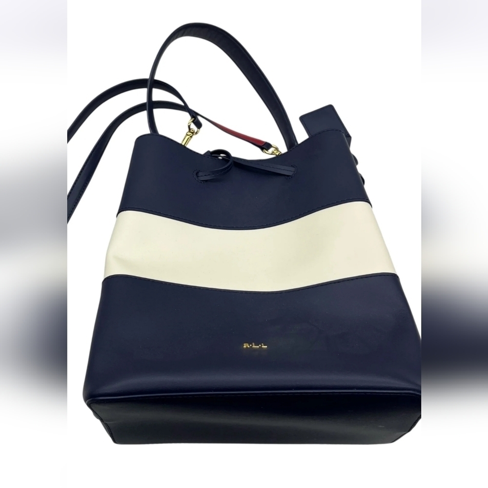 Lauren Ralph Lauren Navy and White Red Color Women's Handbag 2 Pc Size Large - Picture 8 of 16